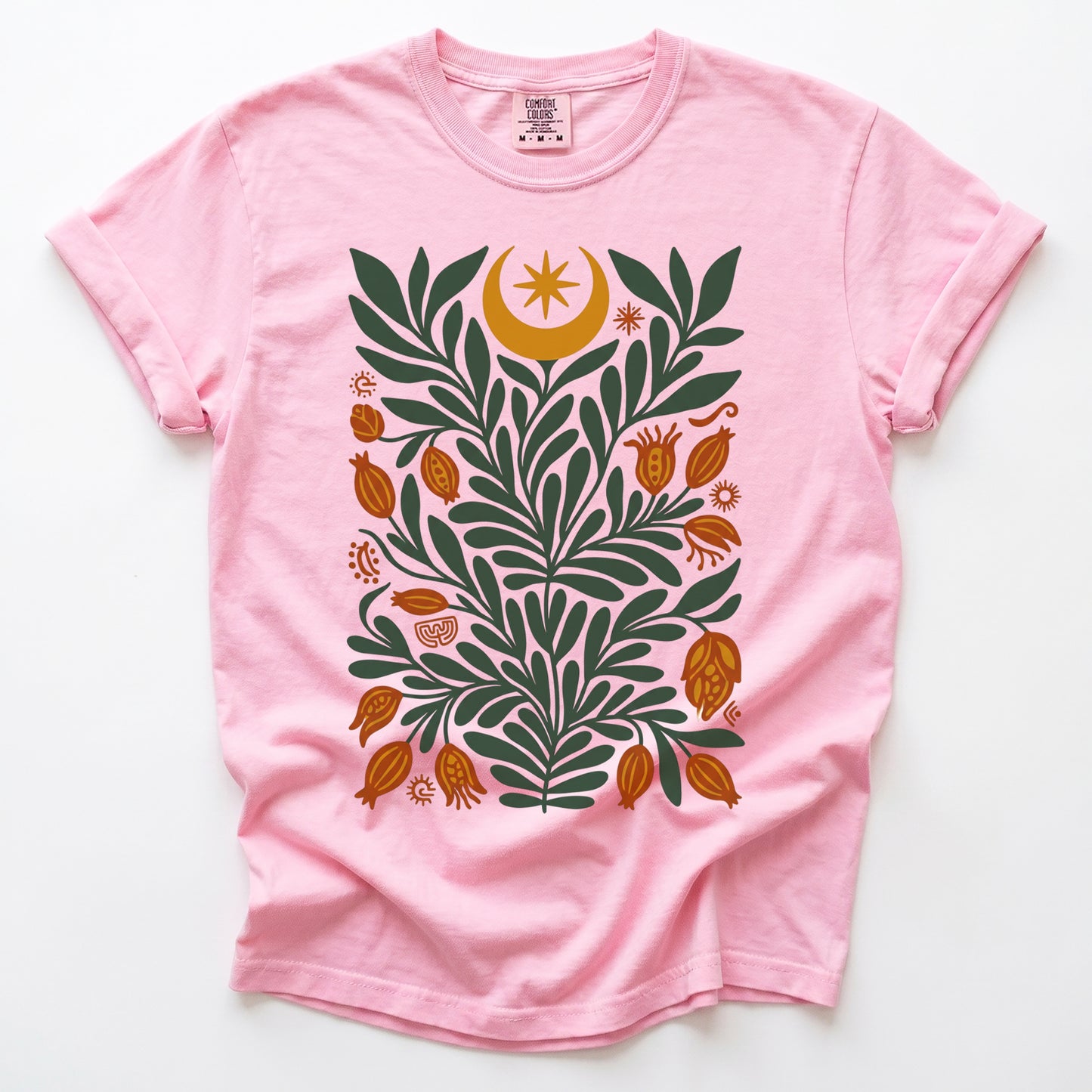 Folk Art Celestial Botanical Vintage Washed T-Shirt
