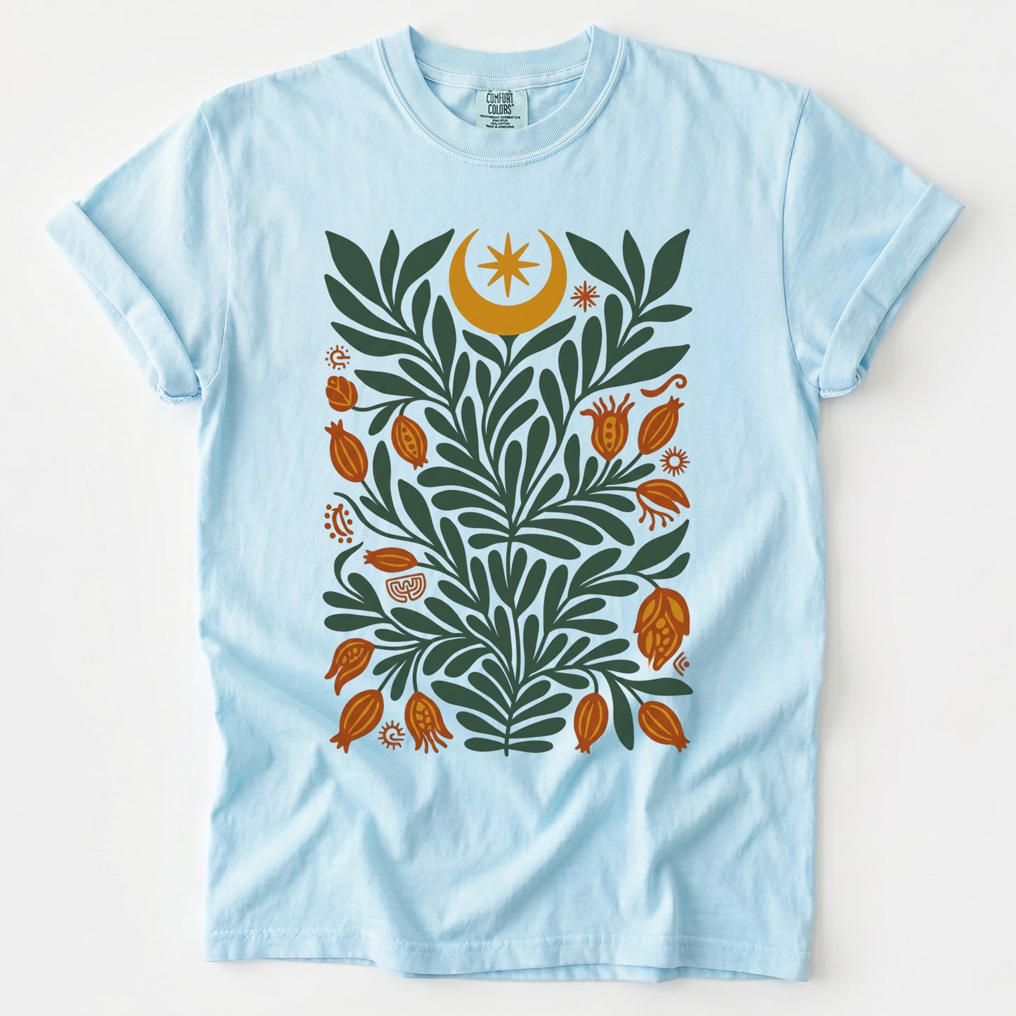 Folk Art Celestial Botanical Vintage Washed T-Shirt
