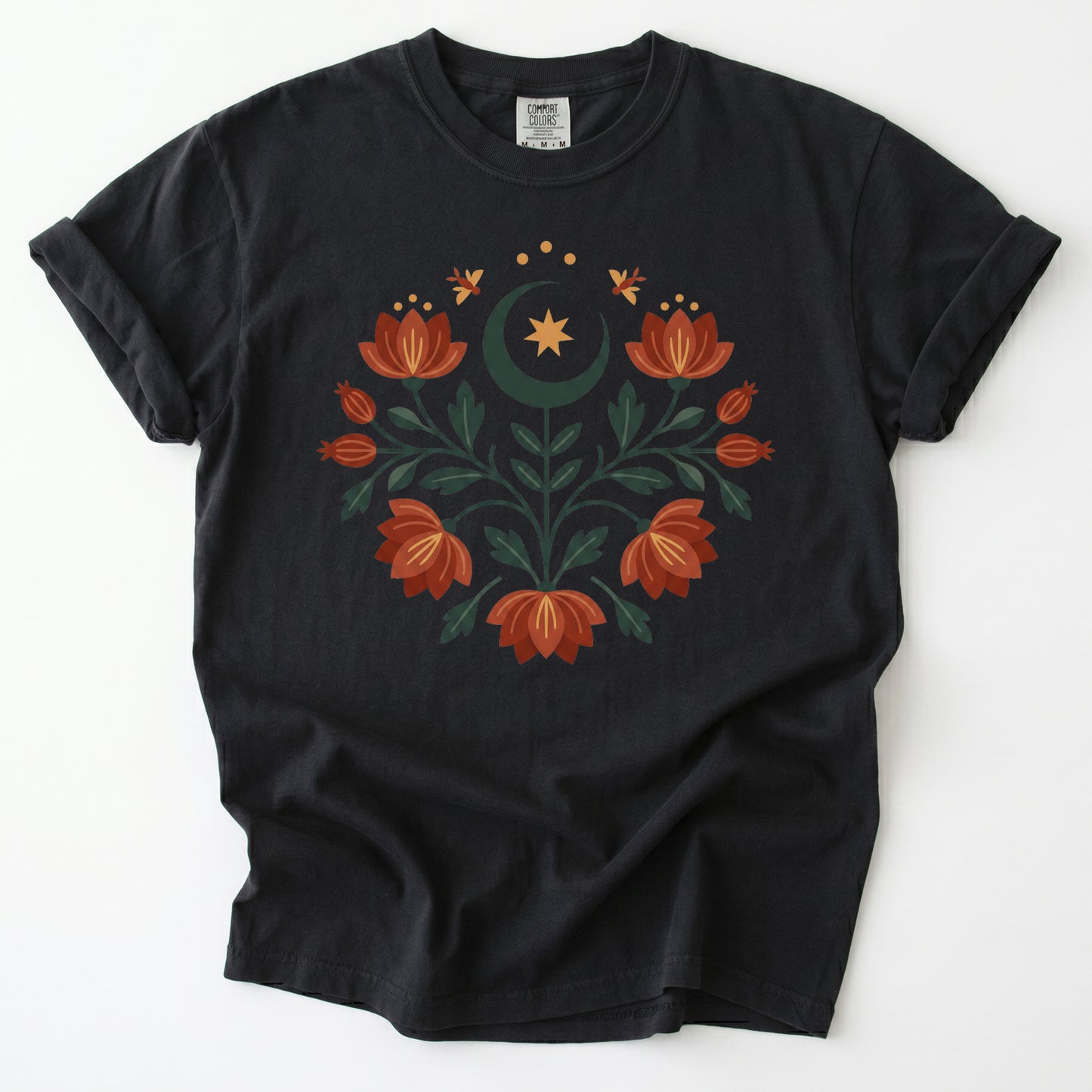 Folk Art Celestial Floral Vintage Washed T-Shirt