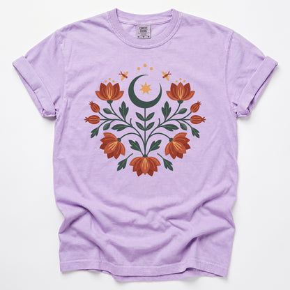 Folk Art Celestial Floral Vintage Washed T-Shirt
