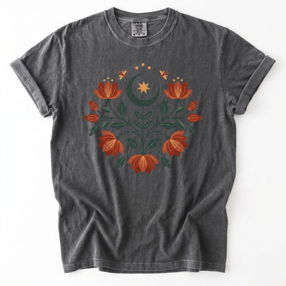 Folk Art Celestial Floral Vintage Washed T-Shirt