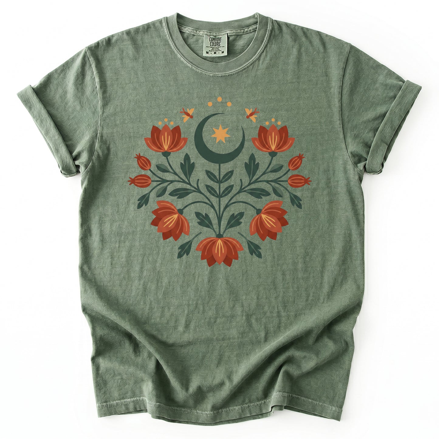 Folk Art Celestial Floral Vintage Washed T-Shirt