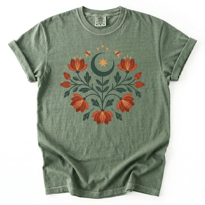 Folk Art Celestial Floral Vintage Washed T-Shirt