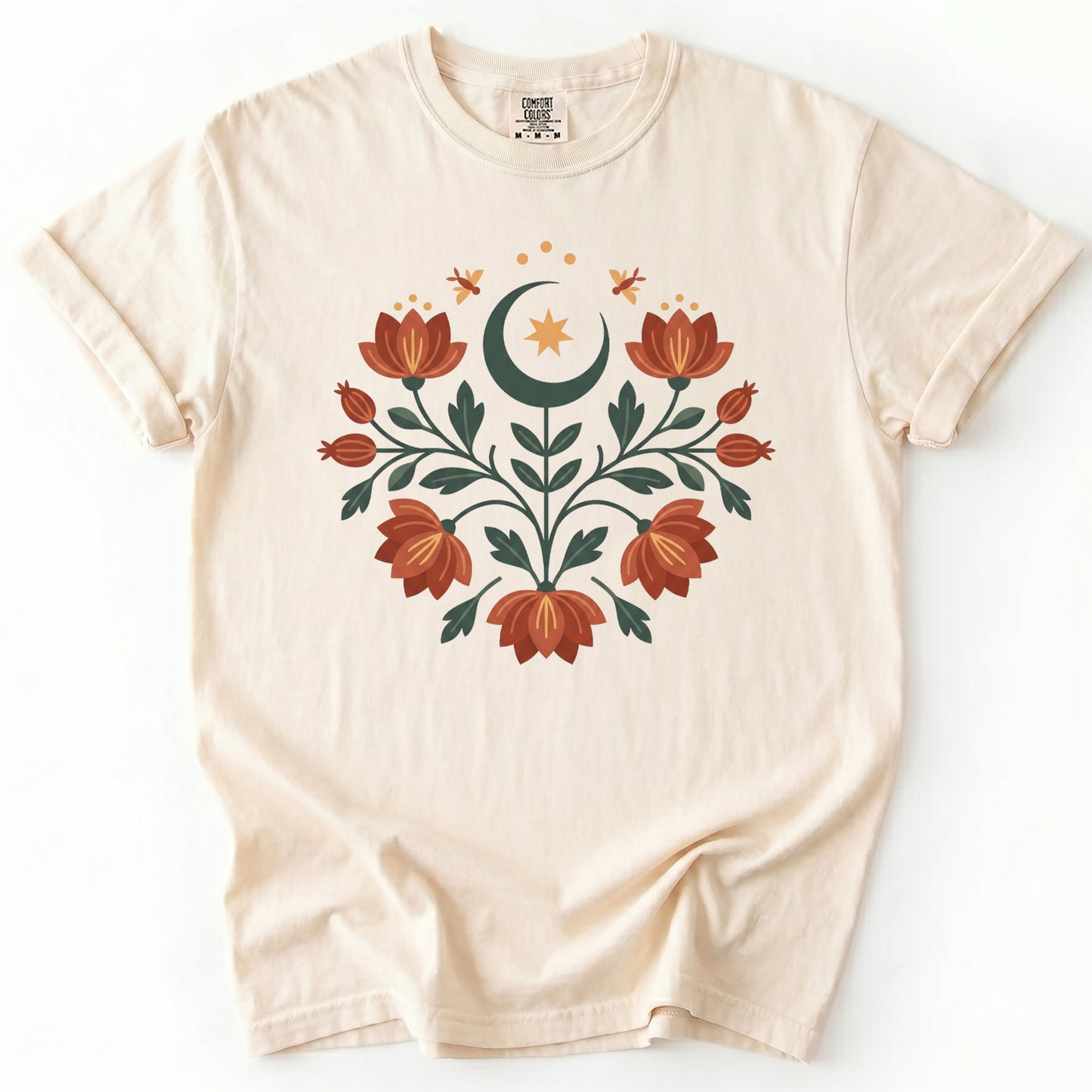 Folk Art Celestial Floral Vintage Washed T-Shirt