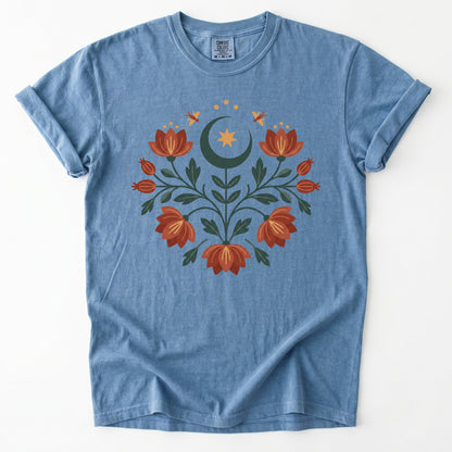 Folk Art Celestial Floral Vintage Washed T-Shirt
