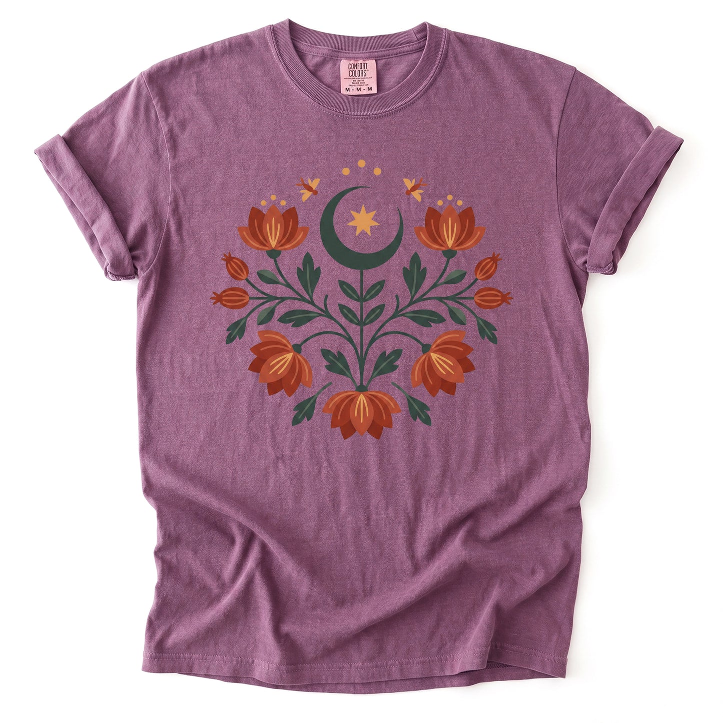 Folk Art Celestial Floral Vintage Washed T-Shirt