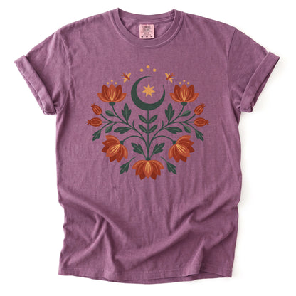 Folk Art Celestial Floral Vintage Washed T-Shirt
