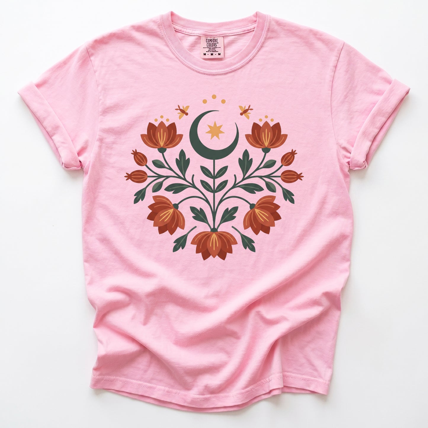 Folk Art Celestial Floral Vintage Washed T-Shirt