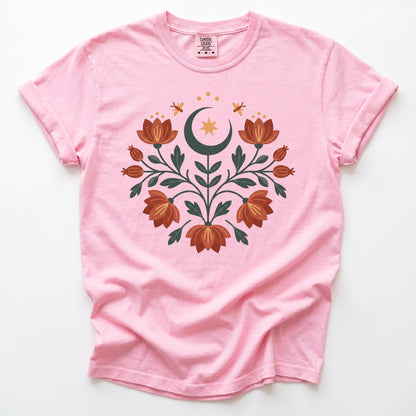 Folk Art Celestial Floral Vintage Washed T-Shirt