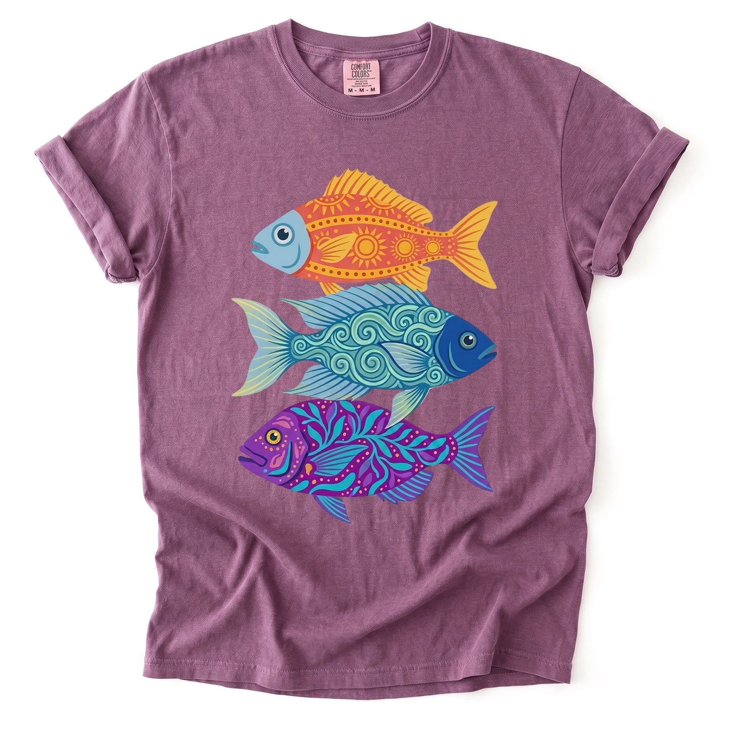 Folk Art Fish Trio Vintage Washed T-Shirt