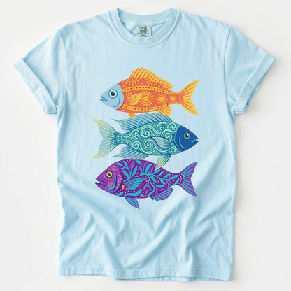 Folk Art Fish Trio Vintage Washed T-Shirt