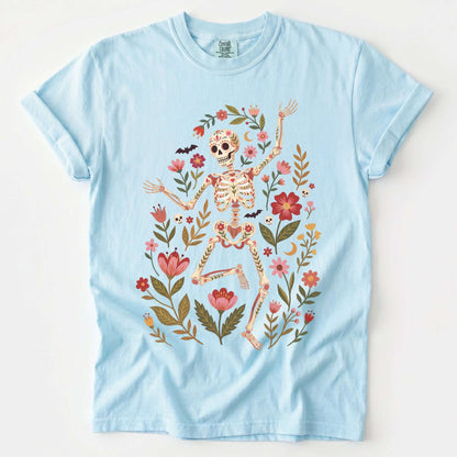 Folk Art Floral Skeleton Vintage Washed T-Shirt