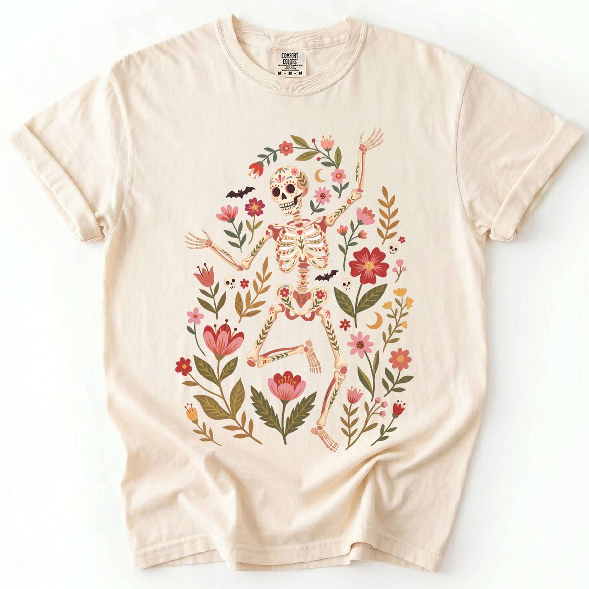 Folk Art Floral Skeleton Vintage Washed T-Shirt