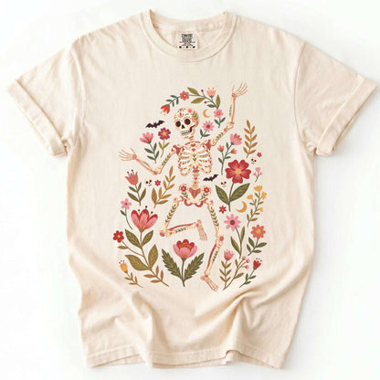 Folk Art Floral Skeleton Vintage Washed T-Shirt