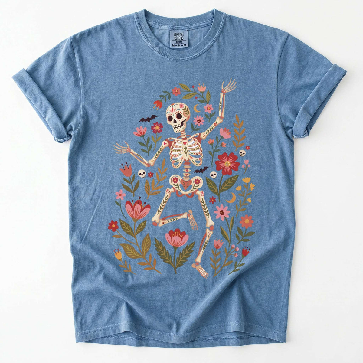 Folk Art Floral Skeleton Vintage Washed T-Shirt