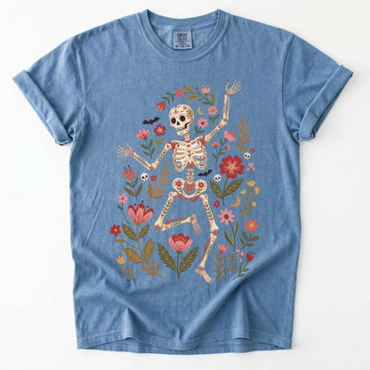 Folk Art Floral Skeleton Vintage Washed T-Shirt