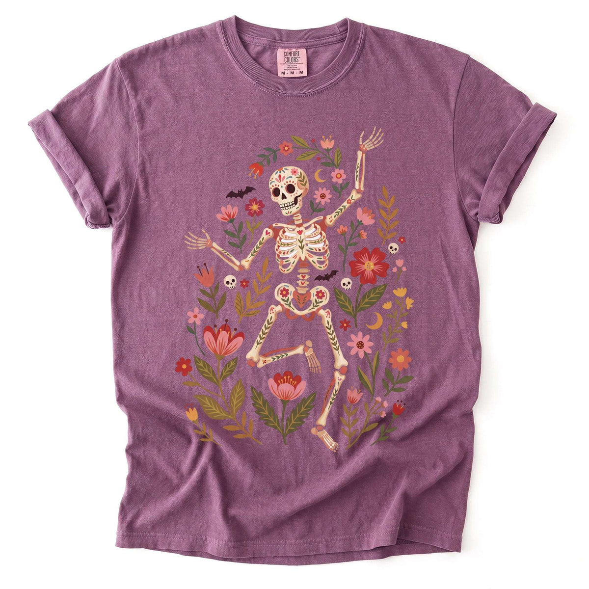 Folk Art Floral Skeleton Vintage Washed T-Shirt