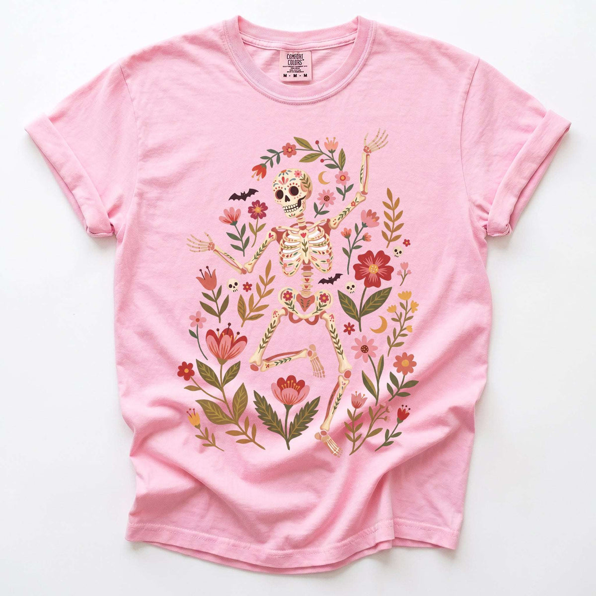 Folk Art Floral Skeleton Vintage Washed T-Shirt