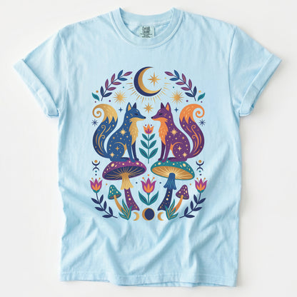 Folk Art Foxes & Mushroom Vintage Washed T-Shirt