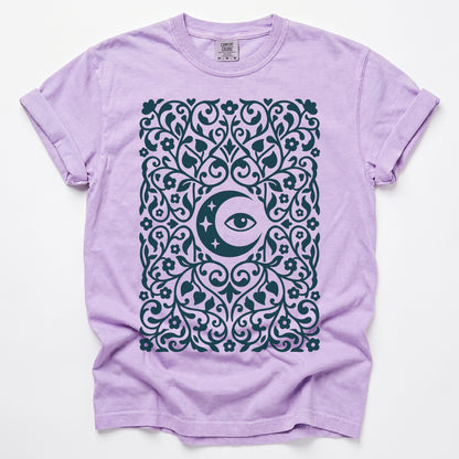 Folk Art Moon & Mystic Eye Vintage Washed T-Shirt