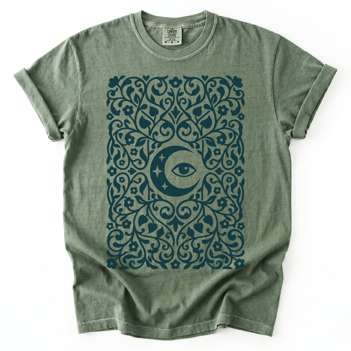 Folk Art Moon & Mystic Eye Vintage Washed T-Shirt