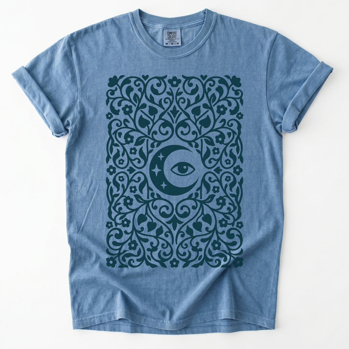 Folk Art Moon & Mystic Eye Vintage Washed T-Shirt