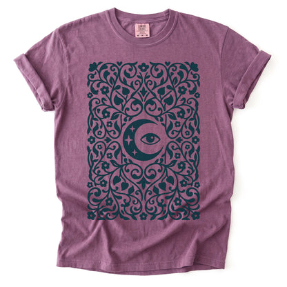 Folk Art Moon & Mystic Eye Vintage Washed T-Shirt