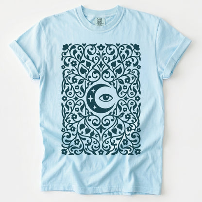 Folk Art Moon & Mystic Eye Vintage Washed T-Shirt