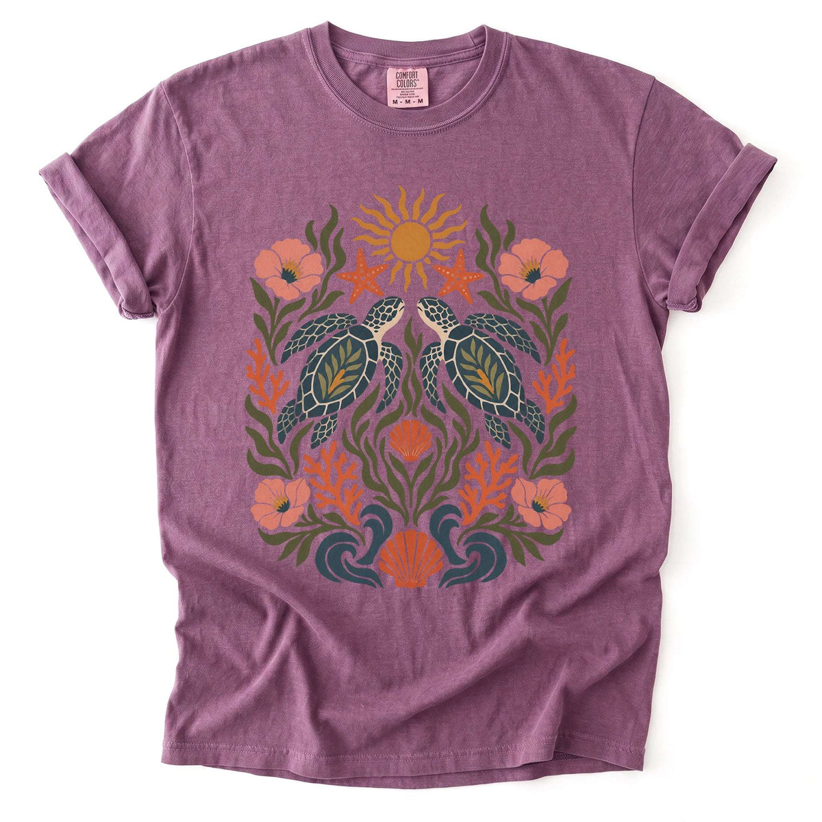 Folk Art Sea Turtles Vintage Washed T-Shirt