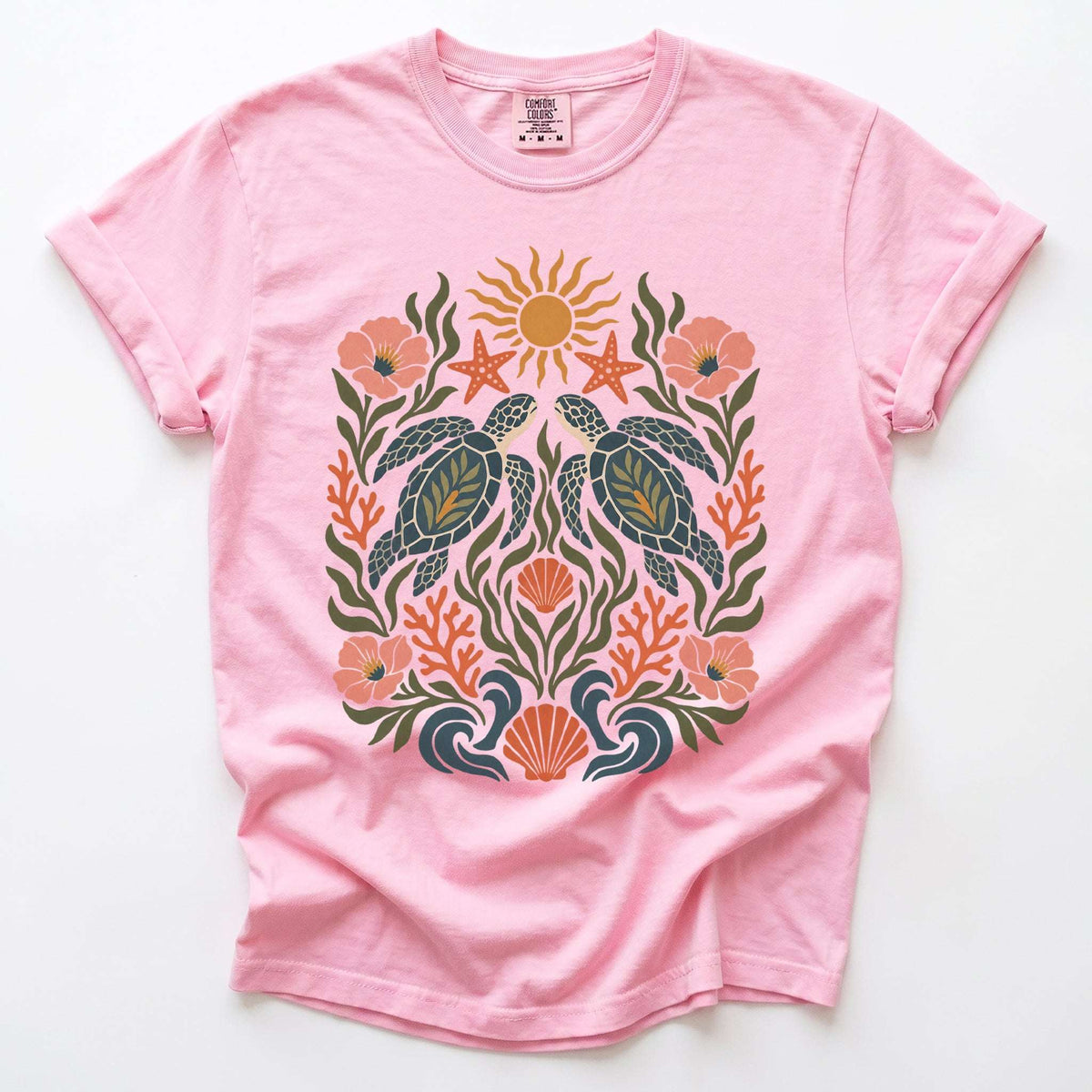 Folk Art Sea Turtles Vintage Washed T-Shirt