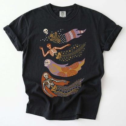 Folk Art Skeleton Mermaids Vintage Washed T-Shirt