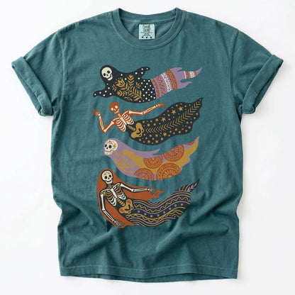 Folk Art Skeleton Mermaids Vintage Washed T-Shirt