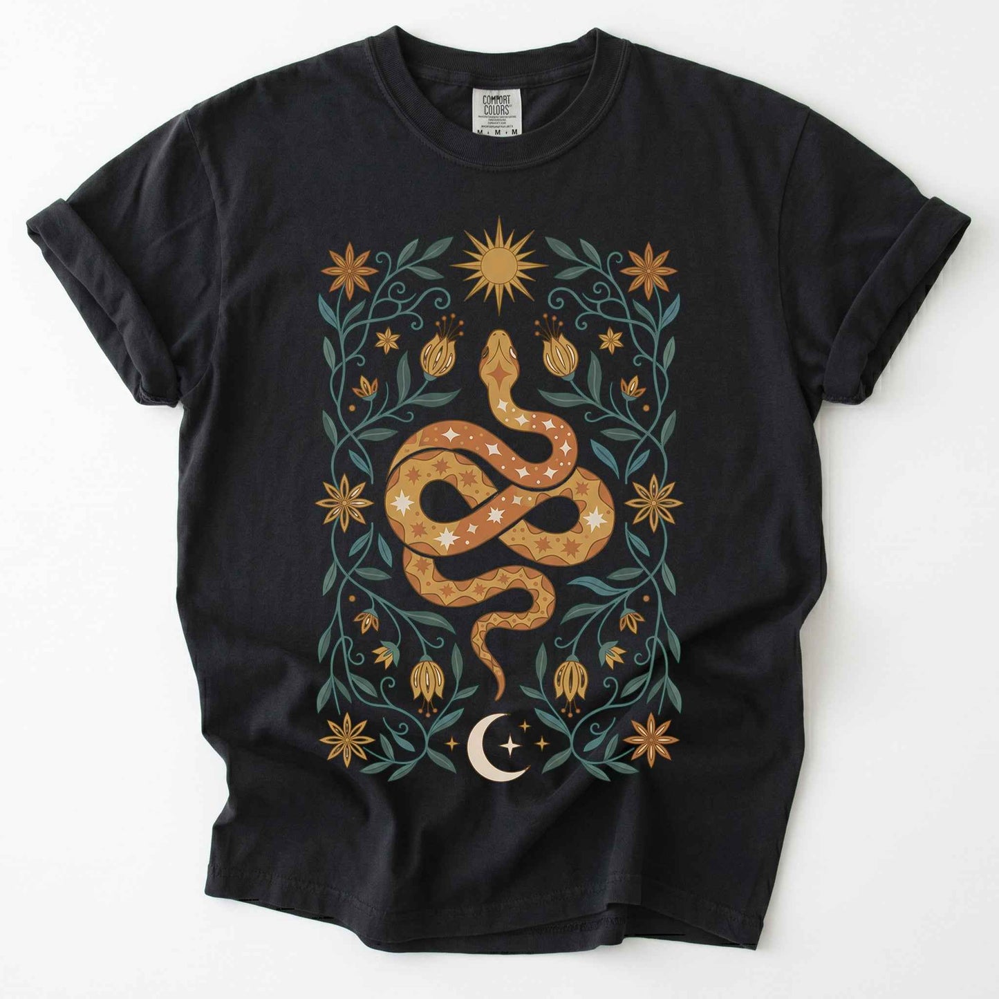 Folk Art Starry Snake Vintage Washed T-Shirt