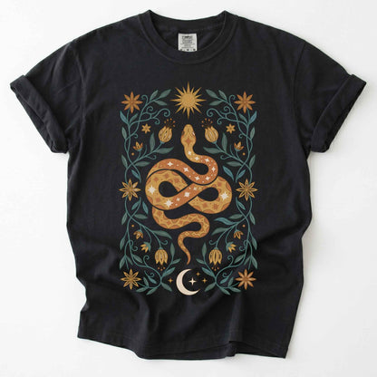 Folk Art Starry Snake Vintage Washed T-Shirt