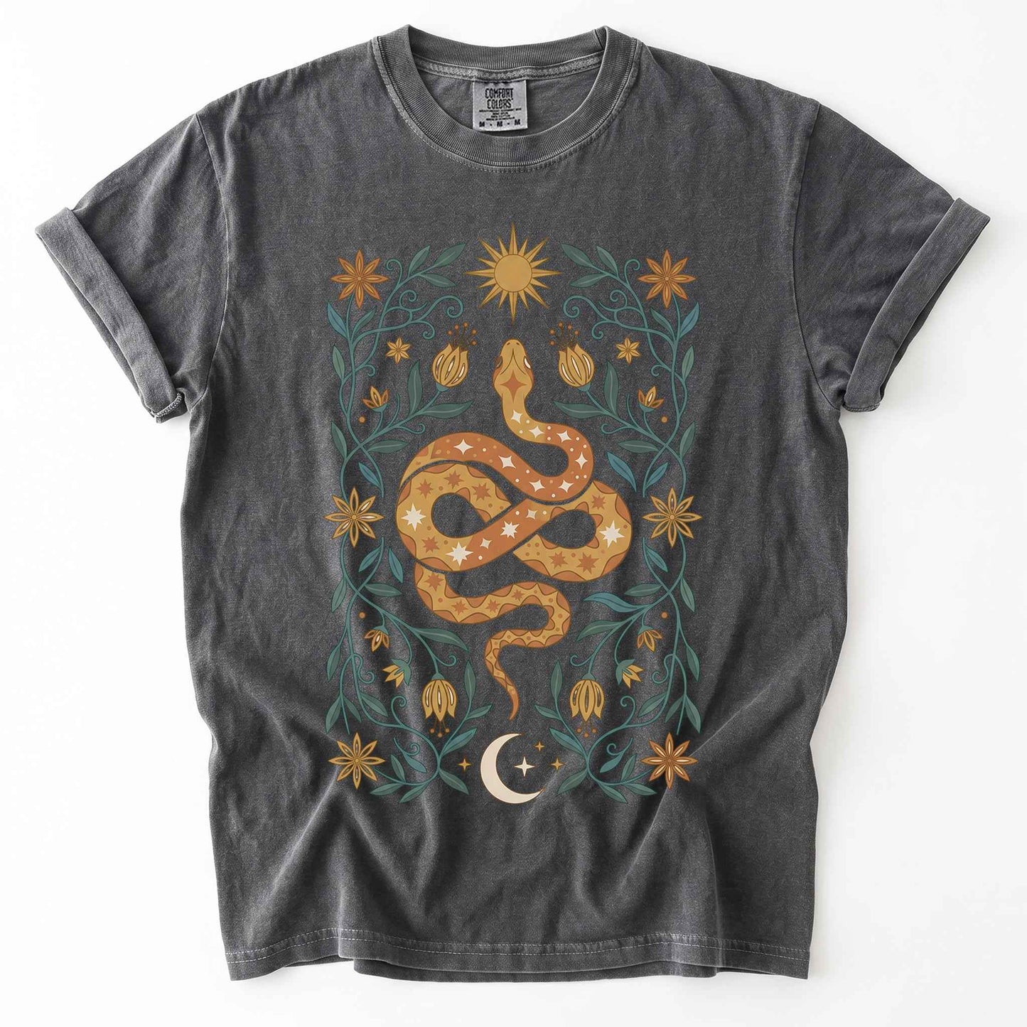Folk Art Starry Snake Vintage Washed T-Shirt