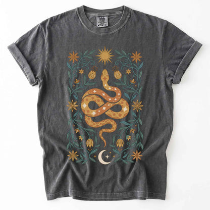 Folk Art Starry Snake Vintage Washed T-Shirt