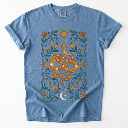 Folk Art Starry Snake Vintage Washed T-Shirt