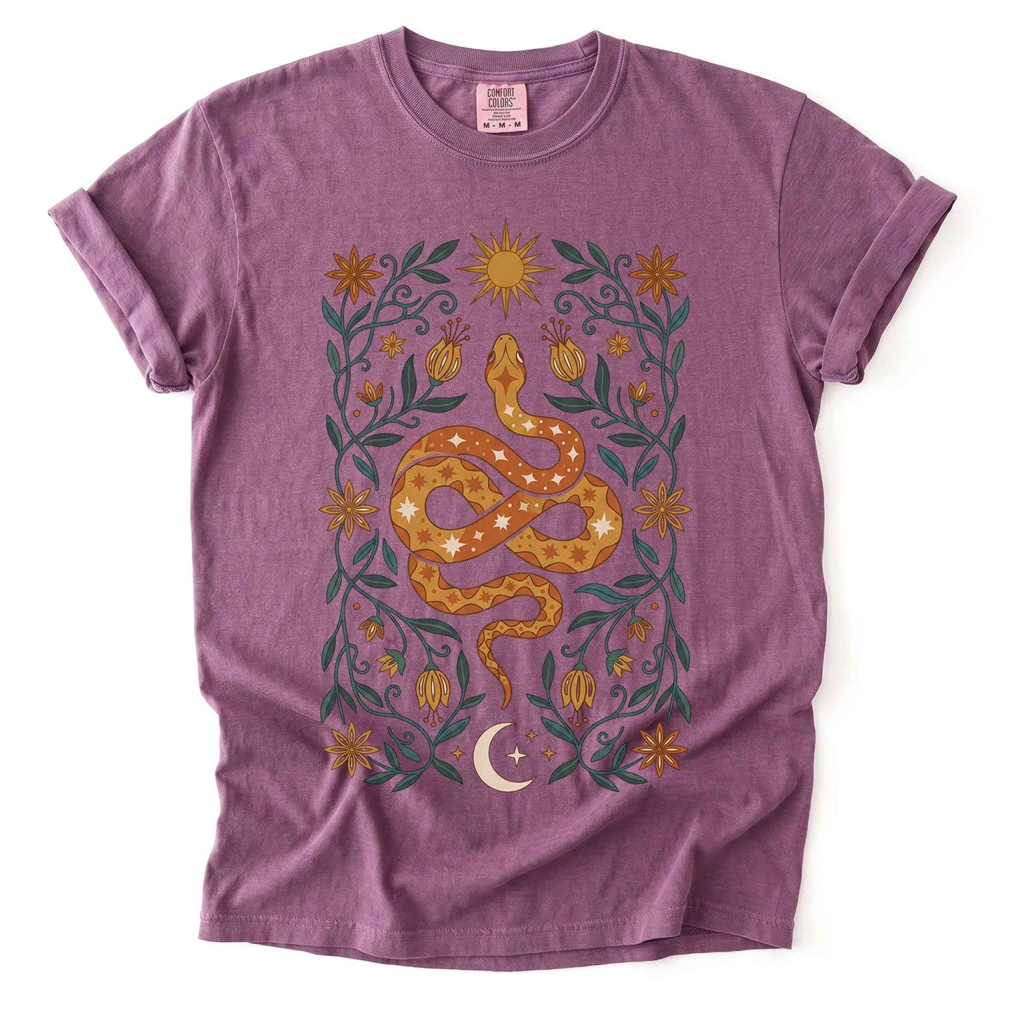 Folk Art Starry Snake Vintage Washed T-Shirt