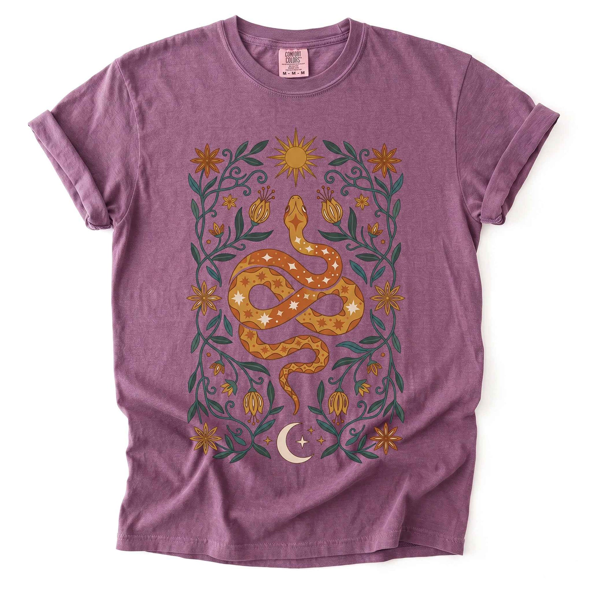 Folk Art Starry Snake Vintage Washed T-Shirt