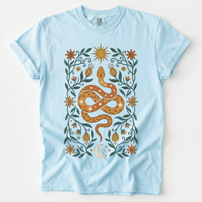 Folk Art Starry Snake Vintage Washed T-Shirt
