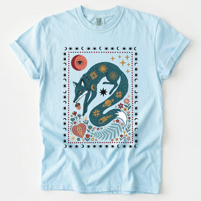 Folk Art Celestial Fox Vintage Washed T-Shirt