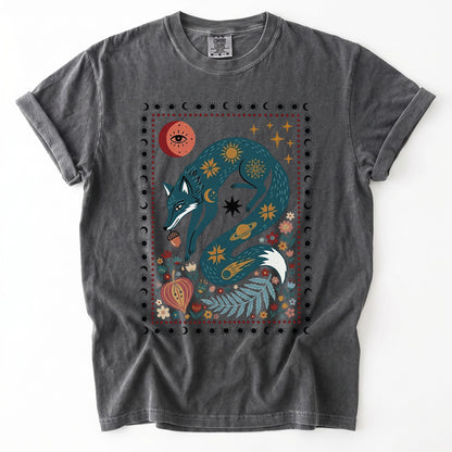 Folk Art Celestial Fox Vintage Washed T-Shirt