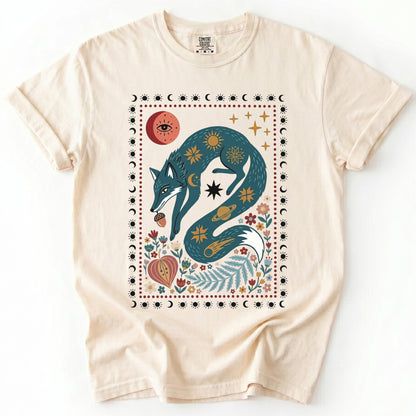 Folk Art Celestial Fox Vintage Washed T-Shirt