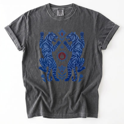 Folk Art Mirror Tigers Vintage Washed T-Shirt
