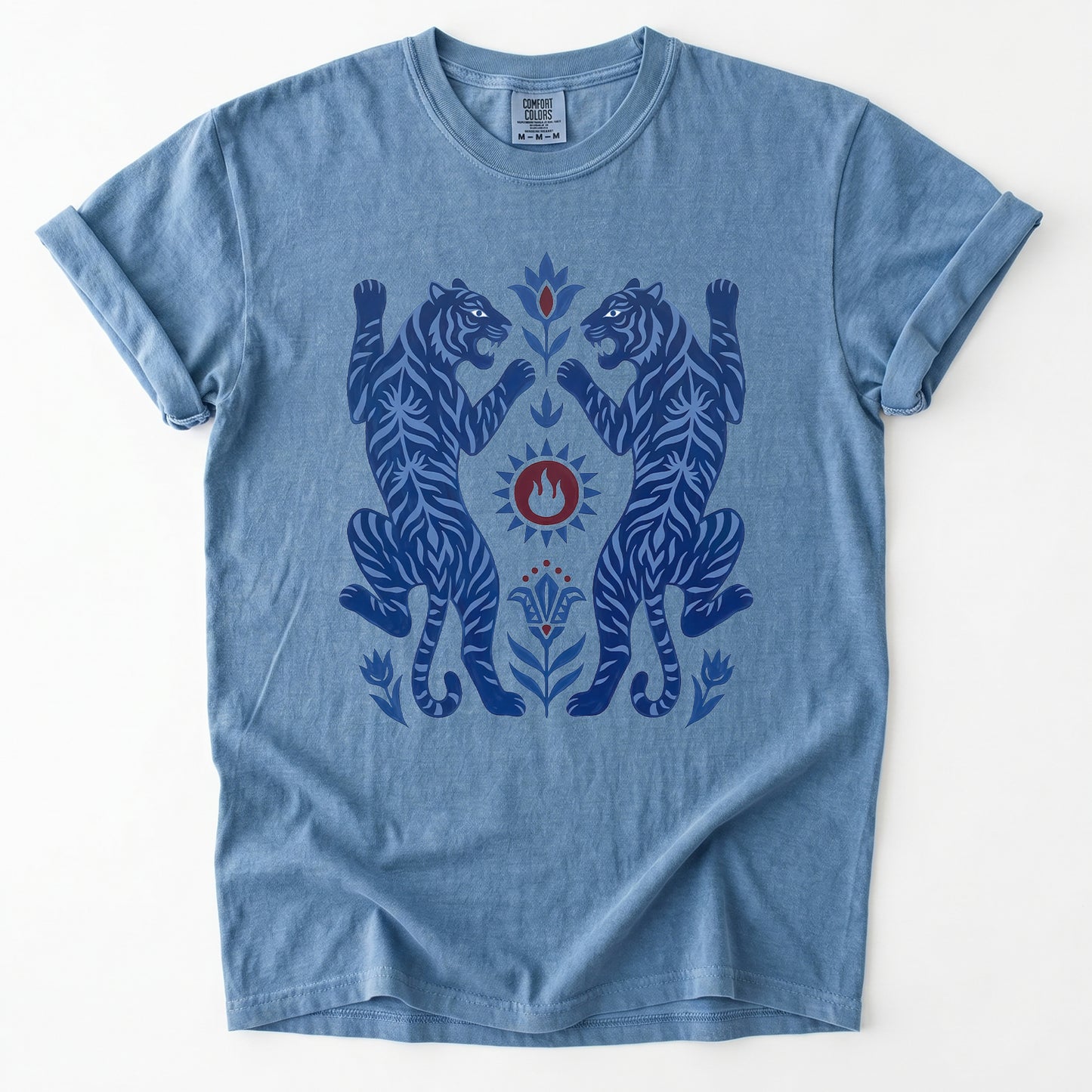Folk Art Mirror Tigers Vintage Washed T-Shirt