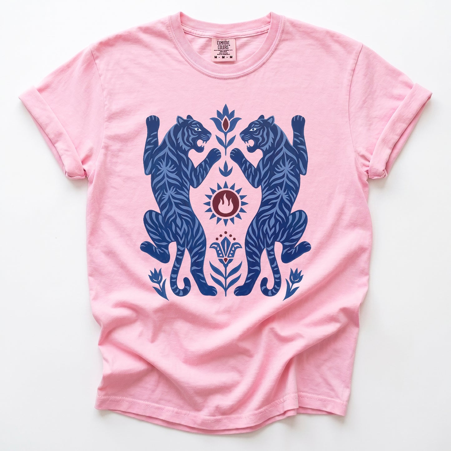 Folk Art Mirror Tigers Vintage Washed T-Shirt