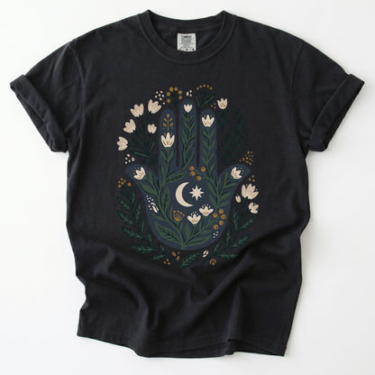 Hamsa & Crescent Moon Vintage Washed T-Shirt
