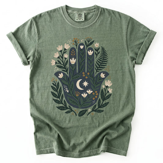 Hamsa & Crescent Moon Vintage Washed T-Shirt