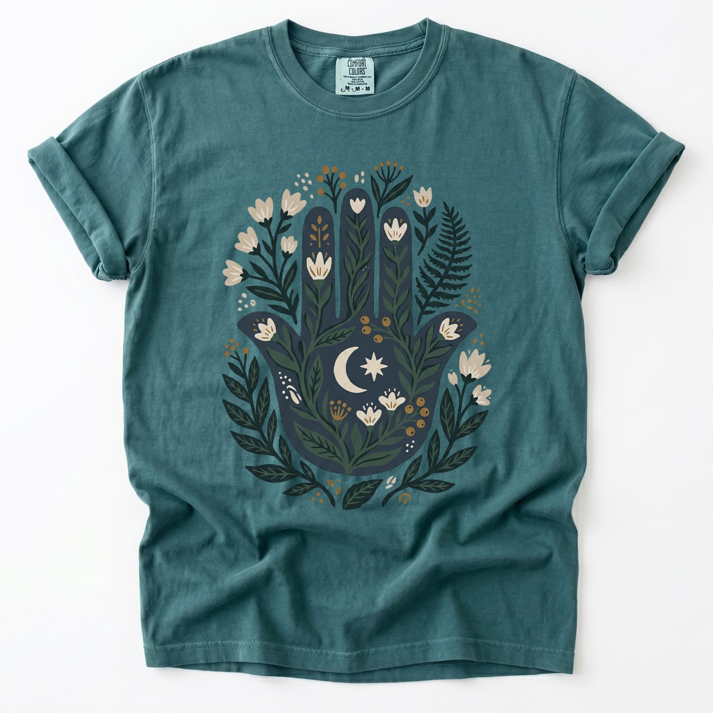 Hamsa & Crescent Moon Vintage Washed T-Shirt
