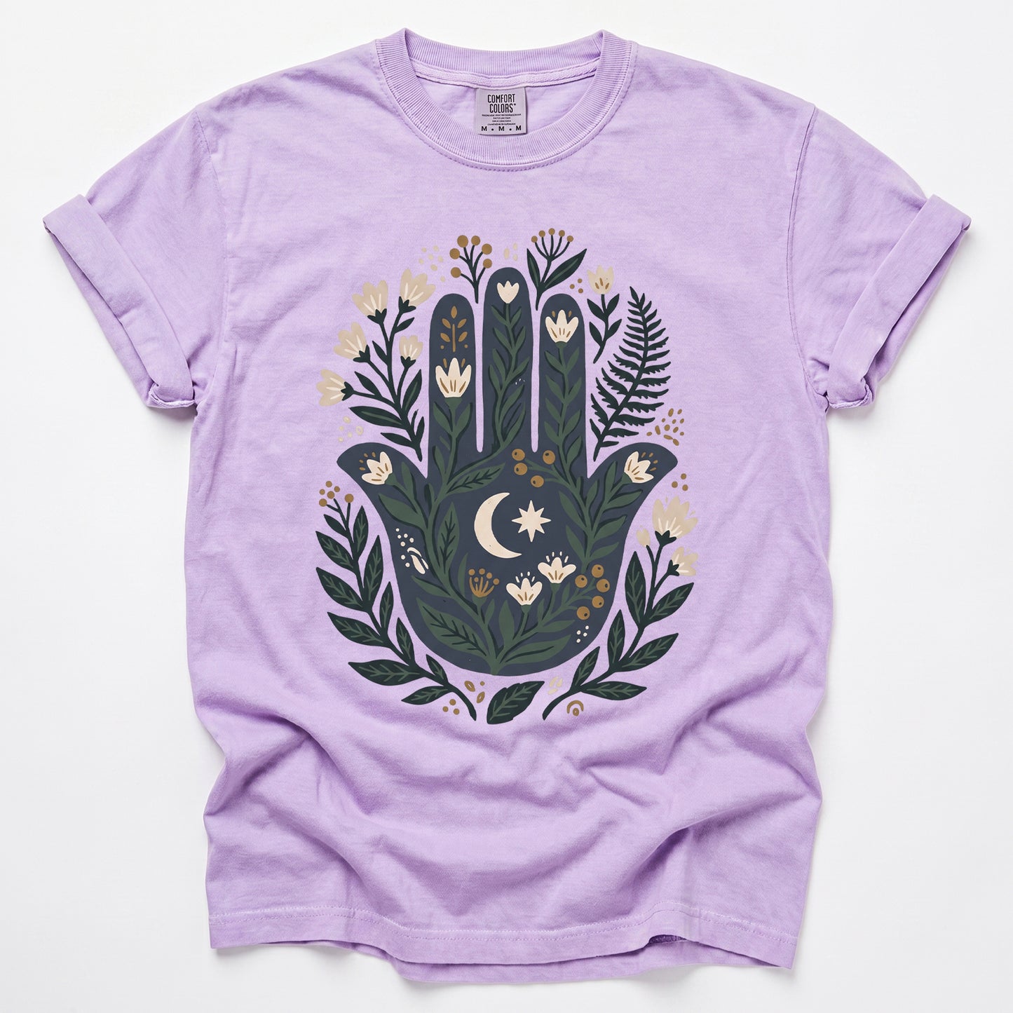 Hamsa & Crescent Moon Vintage Washed T-Shirt
